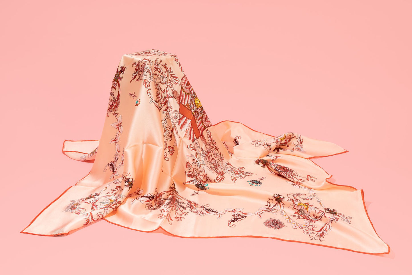 Covered Orchid-Print Twill Scarf