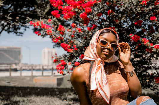 Covered Orchid-Print Twill Scarf